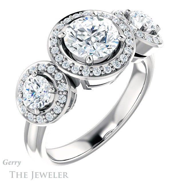 Round Cut Forever One Moissanite Engagement Ring #GTJ921-round-fo-w | Gerry The Jeweler Round Cut Forever One Moissanite Engagement Ring #GTJ921-round-fo-w