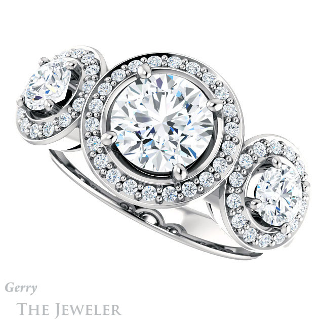 Round Cut Forever One Moissanite Engagement Ring #GTJ921-round-fo-w | Gerry The Jeweler Round Cut Forever One Moissanite Engagement Ring #GTJ921-round-fo-w