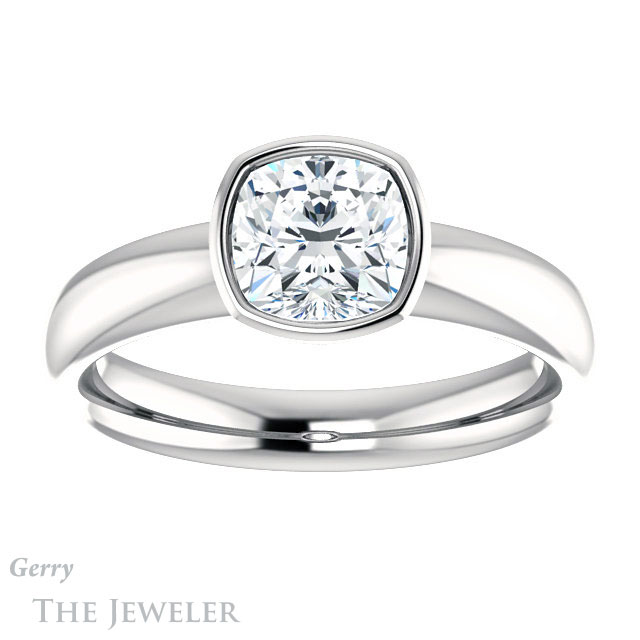 Cushion Cut Forever One Moissanite Engagement Ring #GTJ922-cushion-fo-w