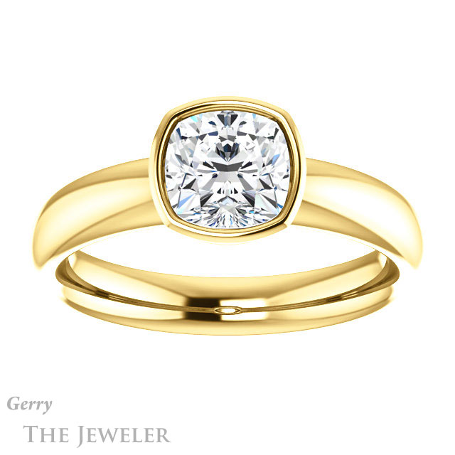 Cushion Cut Forever One Moissanite Engagement Ring #GTJ922-cushion-fo-y