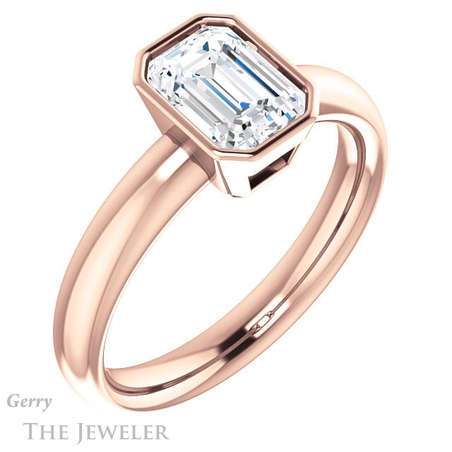 Emerald Cut Forever Brilliant Moissanite Engagement Ring #GTJ922-emerald-fb-r