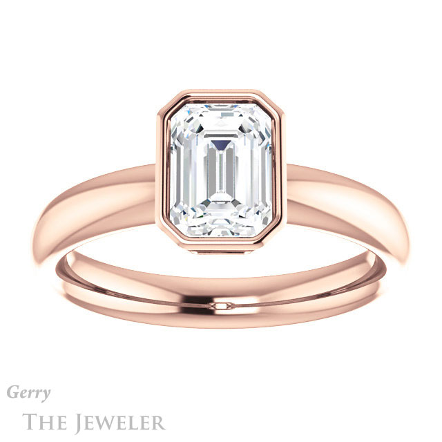 Emerald Cut Forever Brilliant Moissanite Engagement Ring #GTJ922-emerald-fb-r