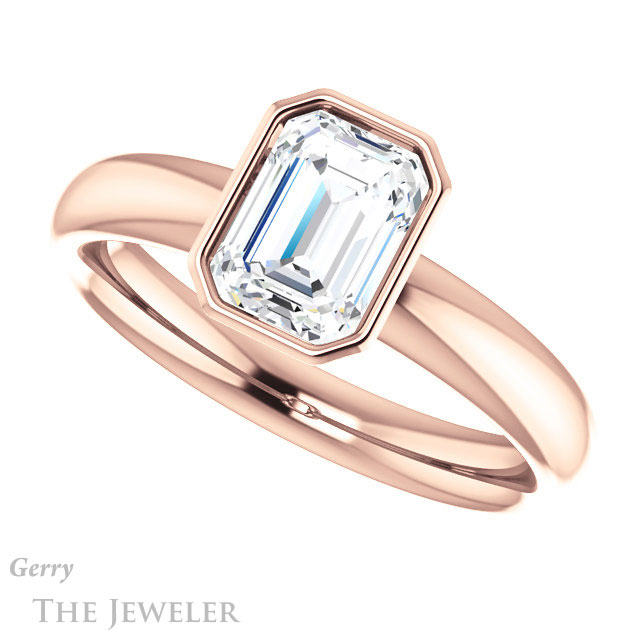 Emerald Cut Forever Brilliant Moissanite Engagement Ring #GTJ922-emerald-fb-r