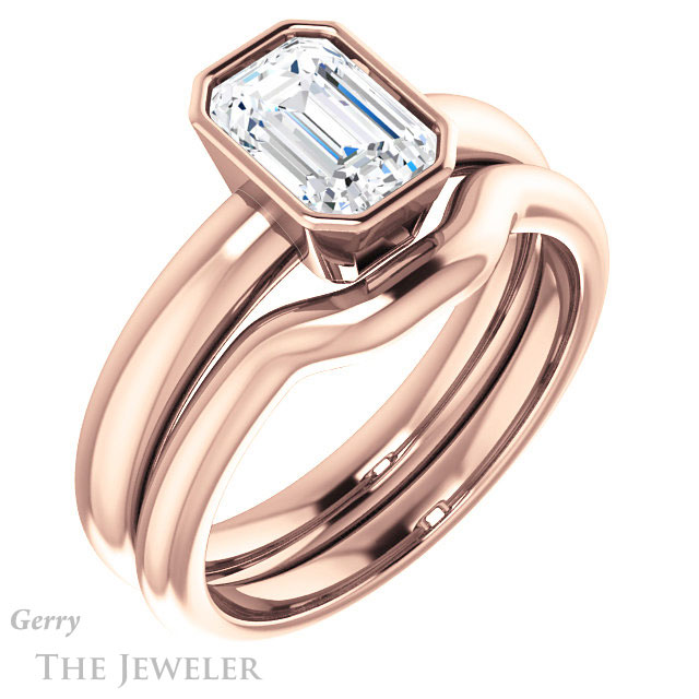 Emerald Cut Forever Brilliant Moissanite Engagement Ring #GTJ922-emerald-fb-r