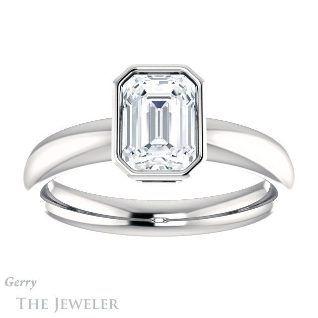Emerald Cut Forever Brilliant Moissanite Engagement Ring #GTJ922-emerald-fb-w