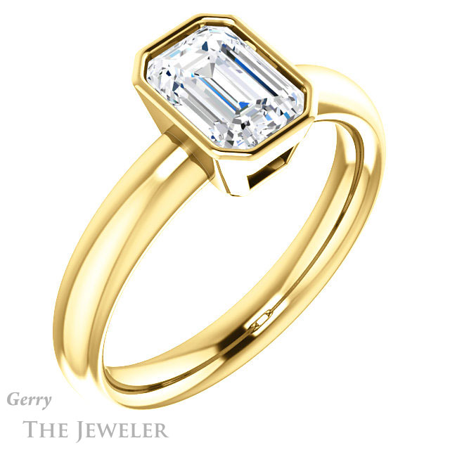 Emerald Cut Forever Brilliant Moissanite Engagement Ring #GTJ922-emerald-fb-y