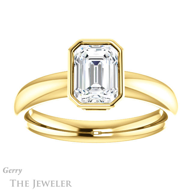 Emerald Cut Forever Brilliant Moissanite Engagement Ring #GTJ922-emerald-fb-y