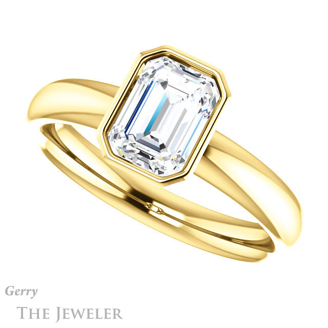Emerald Cut Forever Brilliant Moissanite Engagement Ring #GTJ922-emerald-fb-y