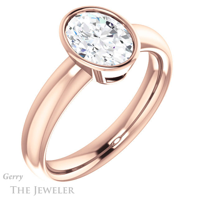 Oval Shaped Forever One Moissanite Engagement Ring #GTJ922-oval-fo-r