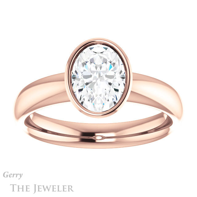 Oval Shaped Forever One Moissanite Engagement Ring #GTJ922-oval-fo-r