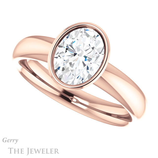 Oval Shaped Forever One Moissanite Engagement Ring #GTJ922-oval-fo-r