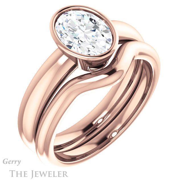 Oval Shaped Forever One Moissanite Engagement Ring #GTJ922-oval-fo-r