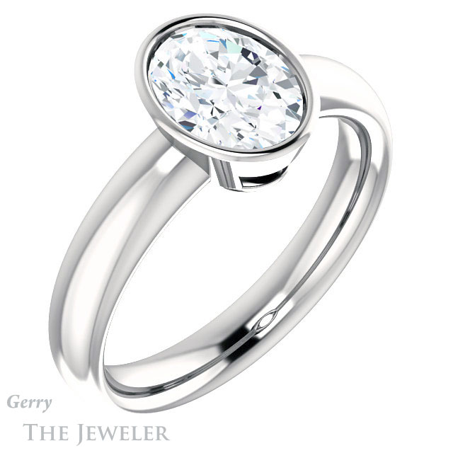 Oval Shaped Forever One Moissanite Engagement Ring #GTJ922-oval-fo-w 4 Oval Shaped Forever One Moissanite Engagement Ring #GTJ922-oval-fo-w