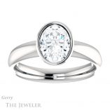 Oval Shaped Forever One Moissanite Engagement Ring #GTJ922-oval-fo-w 1 Oval Shaped Forever One Moissanite Engagement Ring #GTJ922-oval-fo-w