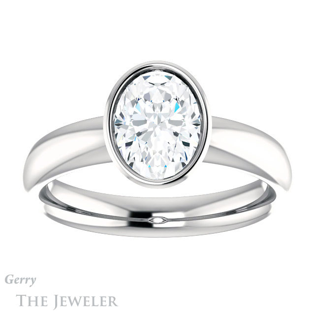 Oval Shaped Forever One Moissanite Engagement Ring #GTJ922-oval-fo-w