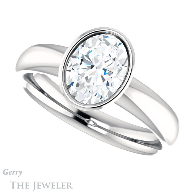 Oval Shaped Forever One Moissanite Engagement Ring #GTJ922-oval-fo-w 5 Oval Shaped Forever One Moissanite Engagement Ring #GTJ922-oval-fo-w
