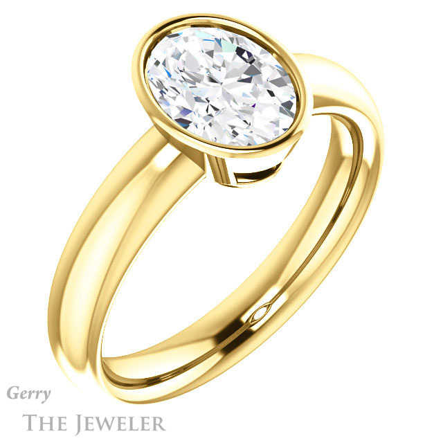 Oval Shaped Forever One Moissanite Engagement Ring #GTJ922-oval-fo-y 4 Oval Shaped Forever One Moissanite Engagement Ring #GTJ922-oval-fo-y