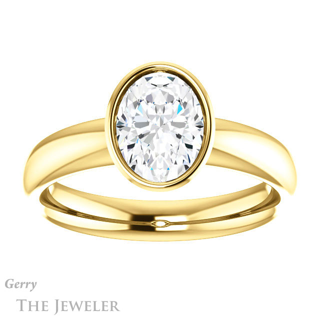 Oval Shaped Forever One Moissanite Engagement Ring #GTJ922-oval-fo-y 1 Oval Shaped Forever One Moissanite Engagement Ring #GTJ922-oval-fo-y
