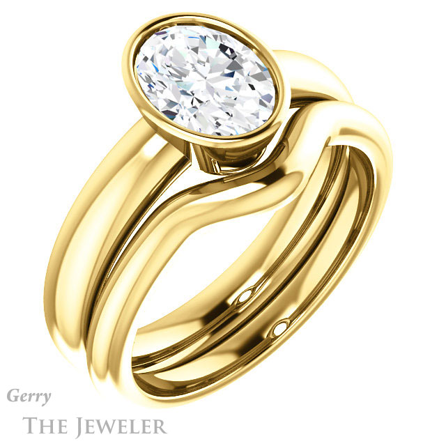 Oval Shaped Forever One Moissanite Engagement Ring #GTJ922-oval-fo-y 6 Oval Shaped Forever One Moissanite Engagement Ring #GTJ922-oval-fo-y