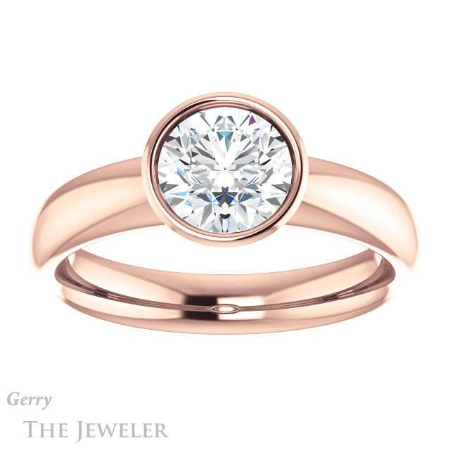 Round Cut Forever One Moissanite Engagement Ring #GTJ922-round-fo-r