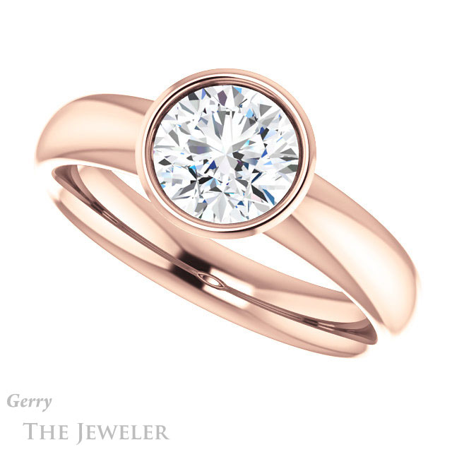 Round Cut Forever One Moissanite Engagement Ring #GTJ922-round-fo-r