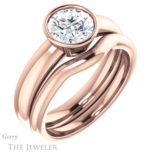 Round Cut Forever One Moissanite Engagement Ring #GTJ922-round-fo-r