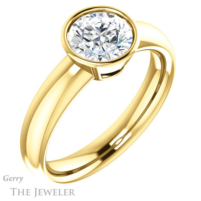 Round Cut Forever One Moissanite Engagement Ring #GTJ922-round-fo-y 4 Round Cut Forever One Moissanite Engagement Ring #GTJ922-round-fo-y