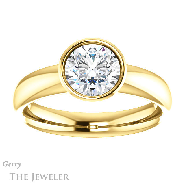 Round Cut Forever One Moissanite Engagement Ring #GTJ922-round-fo-y 1 Round Cut Forever One Moissanite Engagement Ring #GTJ922-round-fo-y