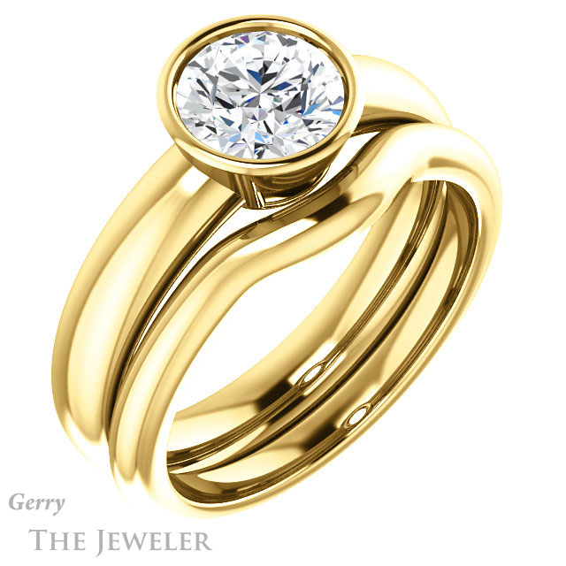 Round Cut Forever One Moissanite Engagement Ring #GTJ922-round-fo-y 6 Round Cut Forever One Moissanite Engagement Ring #GTJ922-round-fo-y