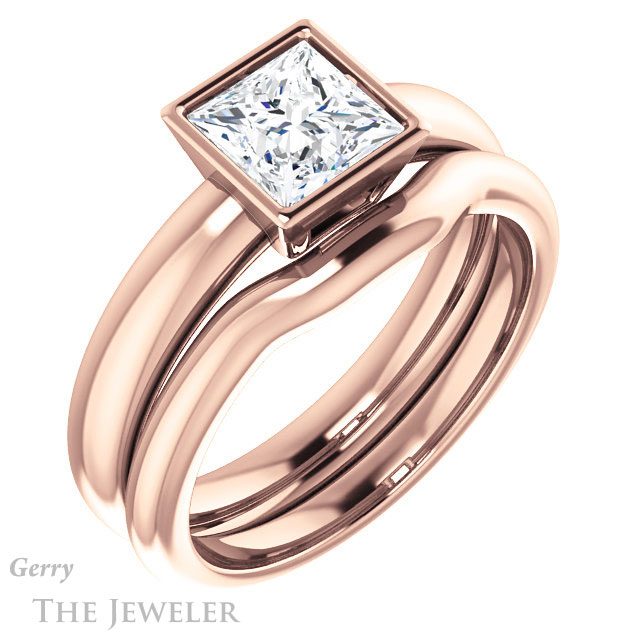 Princess Cut Forever One Moissanite Engagement Ring #GTJ922-square-fo-r