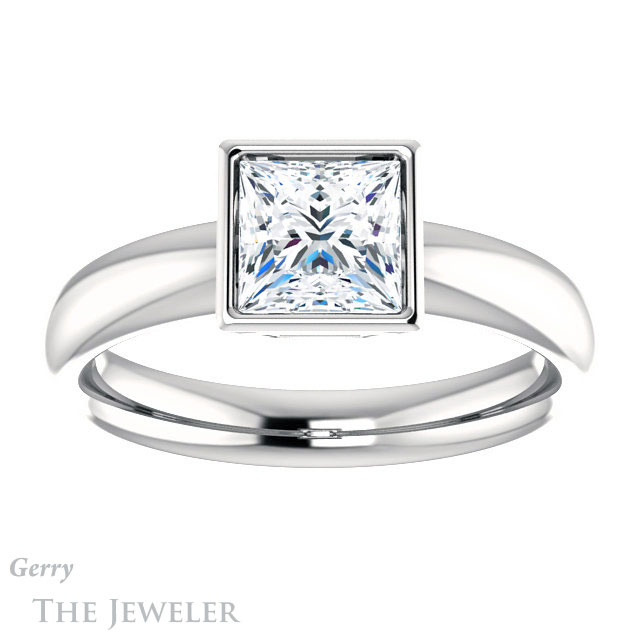 Princess Cut Forever One Moissanite Engagement Ring #GTJ922-square-fo-w