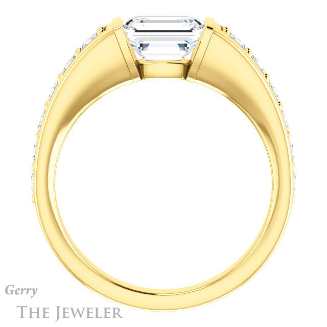 Emerald Cut Forever One Moissanite Engagement Ring #GTJ923-emerald-fb-y | Gerry The Jeweler Emerald Cut Forever Brilliant Moissanite Engagement Ring #GTJ923-emerald-fb-y