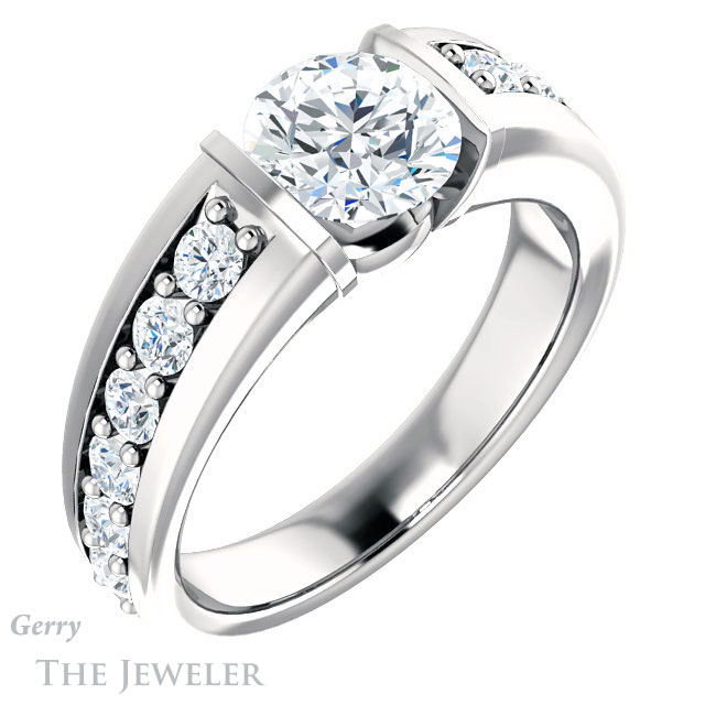 Round Cut Forever One Moissanite Engagement Ring #GTJ923-round-fo-w | Gerry The Jeweler Round Cut Forever One Moissanite Engagement Ring #GTJ923-round-fo-w