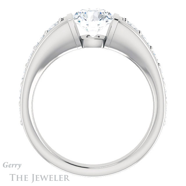 Round Cut Forever One Moissanite Engagement Ring #GTJ923-round-fo-w | Gerry The Jeweler Round Cut Forever One Moissanite Engagement Ring #GTJ923-round-fo-w