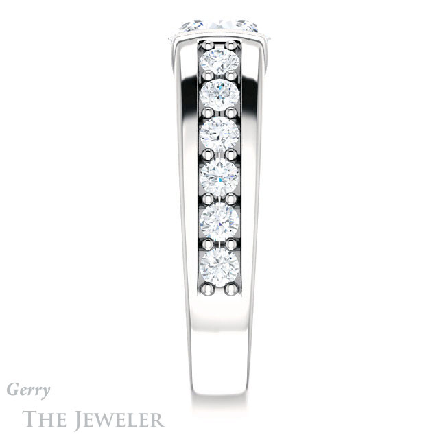 Round Cut Forever One Moissanite Engagement Ring #GTJ923-round-fo-w | Gerry The Jeweler Round Cut Forever One Moissanite Engagement Ring #GTJ923-round-fo-w