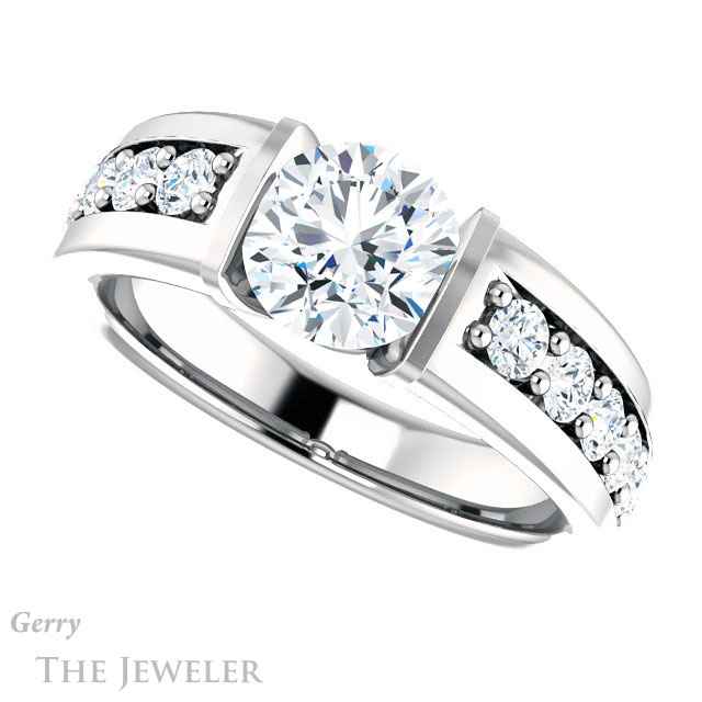 Round Cut Forever One Moissanite Engagement Ring #GTJ923-round-fo-w | Gerry The Jeweler Round Cut Forever One Moissanite Engagement Ring #GTJ923-round-fo-w