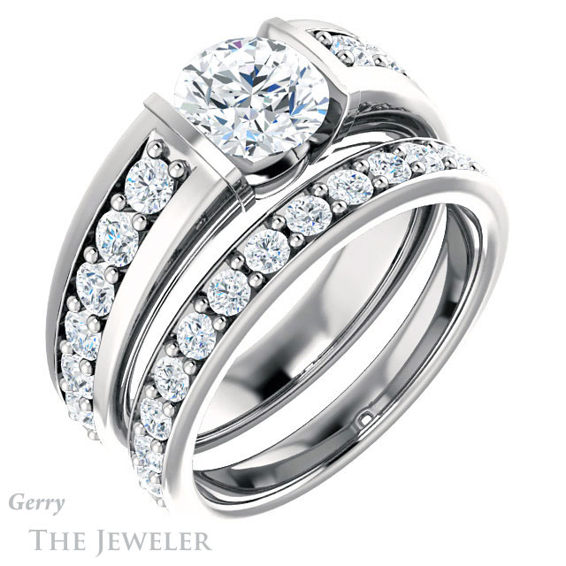 Round Cut Forever One Moissanite Engagement Ring #GTJ923-round-fo-w | Gerry The Jeweler Round Cut Forever One Moissanite Engagement Ring #GTJ923-round-fo-w