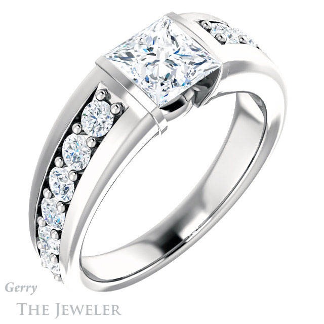 Princess Cut Forever One Moissanite Engagement Ring #GTJ923-square-fo-w | Gerry The Jeweler Princess Cut Forever One Moissanite Engagement Ring #GTJ923-square-fo-w