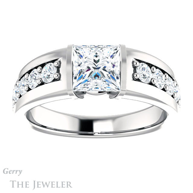 Princess Cut Forever One Moissanite Engagement Ring #GTJ923-square-fo-w | Gerry The Jeweler Princess Cut Forever One Moissanite Engagement Ring #GTJ923-square-fo-w
