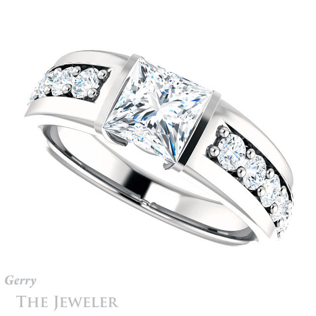 Princess Cut Forever One Moissanite Engagement Ring #GTJ923-square-fo-w | Gerry The Jeweler Princess Cut Forever One Moissanite Engagement Ring #GTJ923-square-fo-w