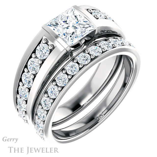 Princess Cut Forever One Moissanite Engagement Ring #GTJ923-square-fo-w | Gerry The Jeweler Princess Cut Forever One Moissanite Engagement Ring #GTJ923-square-fo-w