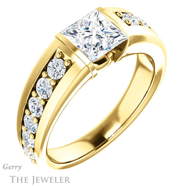 Princess Cut Forever One Moissanite Engagement Ring #GTJ923-square-fo-y | Gerry The Jeweler Princess Cut Forever One Moissanite Engagement Ring #GTJ923-square-fo-y