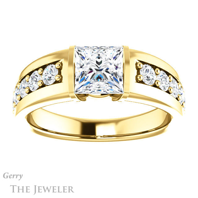Princess Cut Forever One Moissanite Engagement Ring #GTJ923-square-fo-y | Gerry The Jeweler Princess Cut Forever One Moissanite Engagement Ring #GTJ923-square-fo-y
