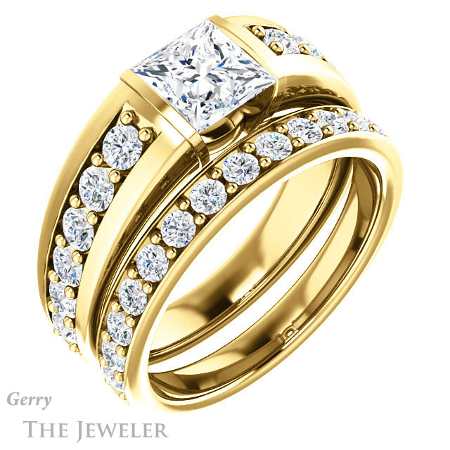 Princess Cut Forever One Moissanite Engagement Ring #GTJ923-square-fo-y | Gerry The Jeweler Princess Cut Forever One Moissanite Engagement Ring #GTJ923-square-fo-y