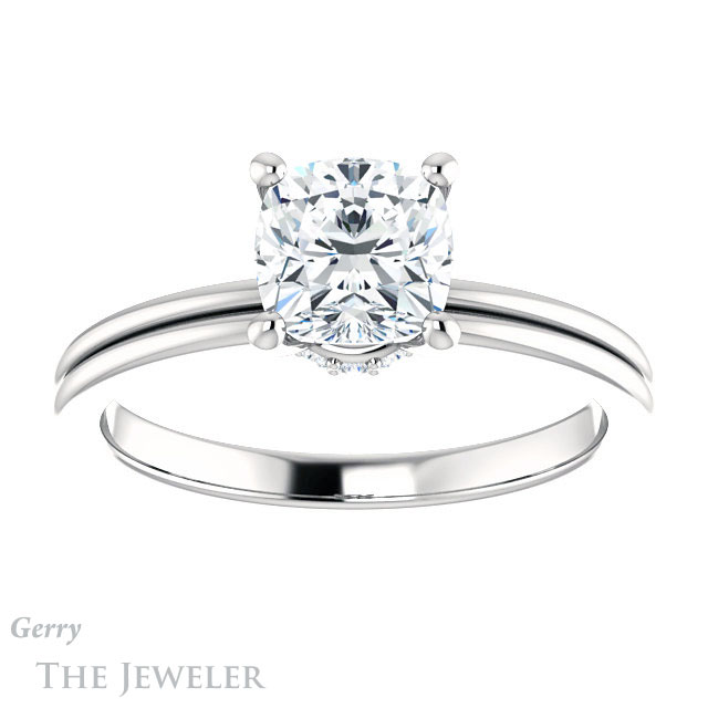 Cushion Cut Forever One Moissanite Engagement Ring #GTJ924-cushion-fo-w