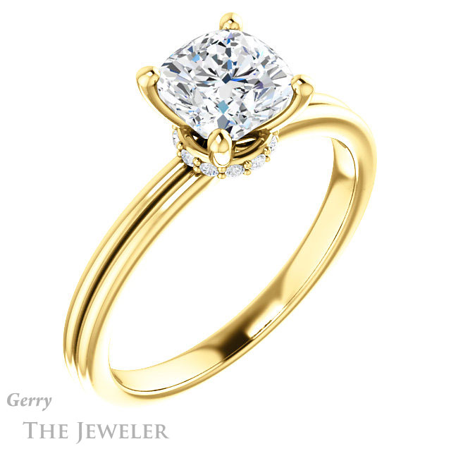 Cushion Cut Forever One Moissanite Engagement Ring #GTJ924-cushion-fo-y 4 Cushion Cut Forever One Moissanite Engagement Ring #GTJ924-cushion-fo-y