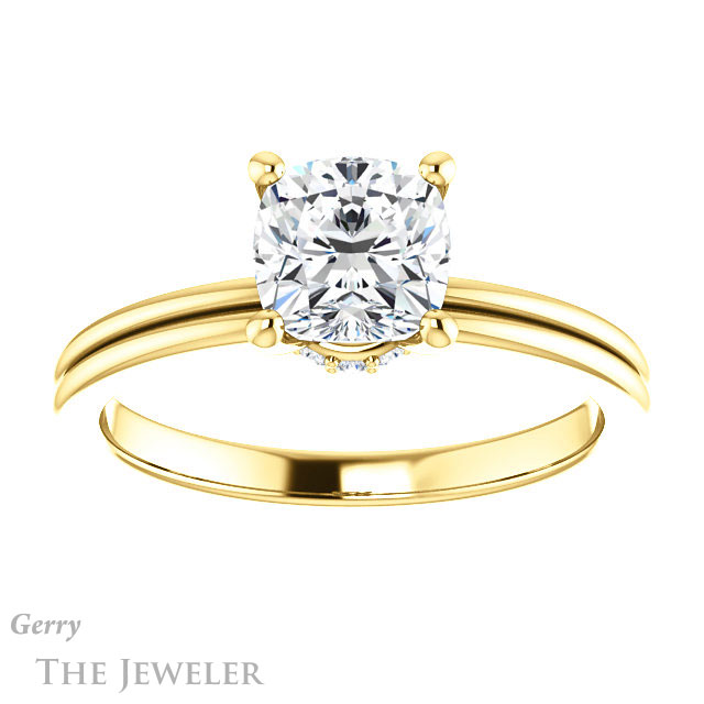 Cushion Cut Forever One Moissanite Engagement Ring #GTJ924-cushion-fo-y