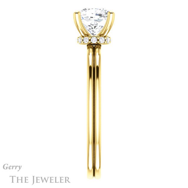 Cushion Cut Forever One Moissanite Engagement Ring #GTJ924-cushion-fo-y 3 Cushion Cut Forever One Moissanite Engagement Ring #GTJ924-cushion-fo-y