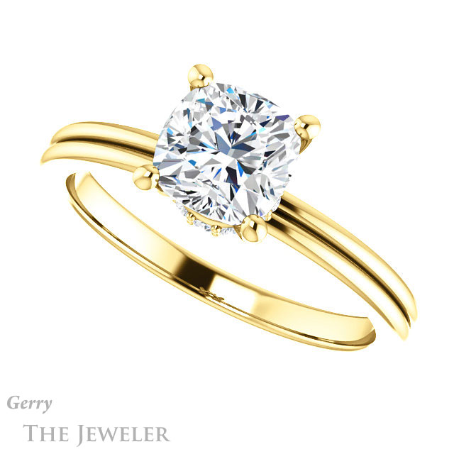 Cushion Cut Forever One Moissanite Engagement Ring #GTJ924-cushion-fo-y 5 Cushion Cut Forever One Moissanite Engagement Ring #GTJ924-cushion-fo-y