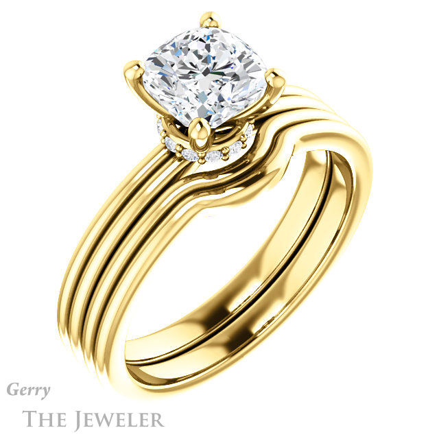 Cushion Cut Forever One Moissanite Engagement Ring #GTJ924-cushion-fo-y 6 Cushion Cut Forever One Moissanite Engagement Ring #GTJ924-cushion-fo-y